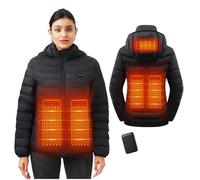 Mincoo Chaqueta Calefactable Mujer con Batería 10000mAh, Chaquetas con Calefaccion con 5 Zonas, 3 Temperaturas, Control Doble, Ideal para Senderismo, Esquí y Acampar