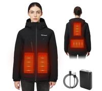Mincoo Chaqueta Calefactable Mujer Con Batería De 7,4 V Y 18400 MAh, Chaqueta Invierno Con 3 Modos De Calefacción, Ropa Calefactable Resistente Al Viento Para Esquí, Senderismo, Acampada