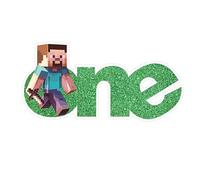 Mincraft Pixlated One Cake Topper - Decoración de cumpleaños.