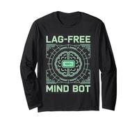 Mind Bot Lag-Free Gaming Pixel Tech Design Manga Larga