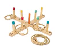 MIND & MOVE Miniland Ring Challenge - Juego Motriz de Lanzamiento de Aros, Base de Madera y Aros de Cuerda Natural, Desarrolla Equilibrio, Puntería y Coordinación, Uso Terapéutico para Adultos