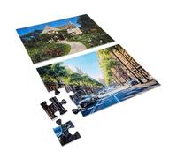 MIND & MOVE Miniland World in Pieces - Set de 2 Puzles Cognitivos de 24 Piezas, Paisajes del Mundo con Alto Contraste, Estimula Percepción Visual, Memoria y Conversación, Uso Terapéutico para Adultos