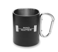 Mind Over Matter - Taza de metal con asa de mosquetón, taza de camping