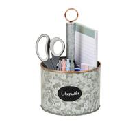 Mind Reader 4-Compartment Organizer with Handle, Multi-Use Storage Caddy, Galvanized Metal, 6.5" L x 6.5" W x 10.63" H, Silver