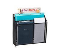 Mind Reader Almacenamiento vertical de archivos, organizador de escritorio, montaje en pared, oficina, malla metálica, 12.5 pulgadas de largo x 3.75 pulgadas de ancho x 11.5 pulgadas de alto, color