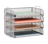 Mind Reader Bandeja de Papel apilable, Organizador de Escritorio, Almacenamiento de Archivos, Oficina, Malla metálica, 13.25 Pulgadas de Largo x 9.75 Pulgadas de Ancho x 11.25 Pulgadas de Alto, 4