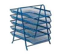 Mind Reader - Bandeja para Documentos de 5 Niveles, Organizador de Escritorio, Almacenamiento de Archivos, Oficina, Malla de Metal, 30 cm de Largo x 35 cm de Ancho x 38 cm de Alto, Turquesa