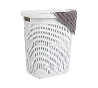 Mind Reader Basket Collection, cesta delgada para ropa sucia, capacidad de 50 litros, asas recortadas, tapa con bisagras adjuntas, ventilada, 17.65 pulgadas de largo x 13.75 pulgadas de ancho x 21