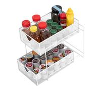 Mind Reader CABASK2T-WHT - Cestas deslizantes de metal, organizador de almacenamiento de gabinete, hogar, oficina, cocina, baño, acero, malla blanca de 2 niveles