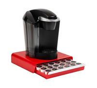 Mind Reader, Cajón para cápsulas de café individuales con capacidad de 36 cápsulas, organizador de encimera de 33,5 cm de largo x 32,5 cm de ancho x 7 cm de alto, Rojo