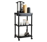 Mind Reader Carrito de café rodante de 3 Niveles, Negro, plástico y Metal, 20 x 15 x 35 Pulgadas