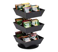 Mind Reader Carrusel de bolsas de té, organizador de estación de té, almacenamiento de encimera, soporte de té, cocina, 16 cm de largo x 16 cm de ancho x 29 cm de alto, color negro
