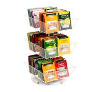Mind Reader Carrusel de bolsas de té, organizador de estación de té, almacenamiento de encimera, soporte de té, cocina, 16 cm de largo x 16 cm de ancho x 29 cm de alto, color negro