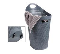 Mind Reader Cesta de lavandería rodante, cesta ventilada con ruedas con asas recortadas, cubo de lavado ligero, almacenamiento de ropa sucia, plástico, capacidad de 60 L, gris
