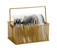 Mind Reader Cesta organizadora de almacenamiento, soporte para utensilios, tenedores, cucharas, cuchillos, servilletas, perfecto para suministros de escritorio, lápiz, bolígrafos, grapas