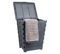 Mind Reader Cesta plegable para la ropa sucia de 61 litros con asas recortadas, cubo de lavado, almacenamiento de ropa sucia para baño, dormitorio, armario, color gris