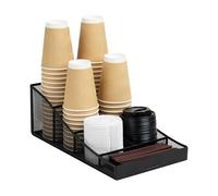 Mind Reader COMP7MESH-BLK - Organizador de 7 compartimentos para taza de café y condimentos, malla de metal, 8.5 pulgadas de largo x 14.5 pulgadas de ancho x 5.25 pulgadas de alto, negro