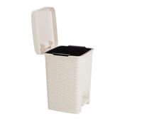 Mind Reader Cubo de basura con escalón, papelera, basura de baño, hogar, hotel, oficina, cubo cuadrado marfil