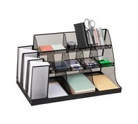 Mind Reader CMG2MESH-BLK - Juego de cajones de una sola porción, 2 unidades. Organizador de taza de café y encimera de condimentos de 14 compartimentos, malla metálica, 23.75 pulgadas de largo x 11.5