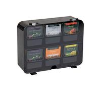 MInd Reader Foundation Collection, organizador de bolsas de té de 6 compartimentos, capacidad para 72 bolsas, cajones extraíbles, tapa transparente con bisagras, organizador de encimera, montaje en