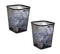 Mind Reader Garbage Waste Basket Cuadrado, Oficina, Malla metálica, Largo x 9.75 Ancho x 12.25 Pulgadas de Alto, Juego de 2, Metal, Negro, Paquete de 2