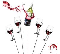 Mind Reader Juego de 5 piezas para copas de vino y botellas, comedor al aire libre, metal, 3.5 pulgadas de largo x 3.5 pulgadas de ancho x 19 pulgadas de alto, color plateado