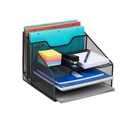 Mind Reader Mesh Desk Organizer 5 Bandejas Desktop Document Letter Bandeja para carpetas, correo, papelería, accesorios de escritorio, negro