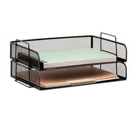 Mind Reader Network Collection, bandeja de papel apilable de 2 piezas, tamaño carta, soporte para archivos y documentos, organizador de escritorio, malla metálica, 14 pulgadas de largo x 9.75 pulgadas