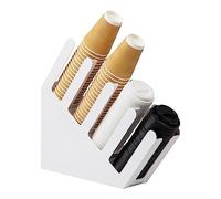 Mind Reader - Organizador de almacenamiento de vasos y tapas de acrílico de alta calidad con 4 compartimentos, color blanco