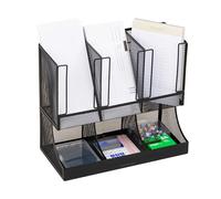 Mind Reader Organizador de almacenamiento vertical de 6 compartimentos para café, condimentos y tazas, malla de metal negro