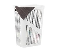Mind Reader Slim Laundry Hamper with Lid, 60L Clothes Basket Capacidad de 60 litros, Asas Recortadas, Tapa con bisagras Adjuntas, ventilado, Blanco, Suelto