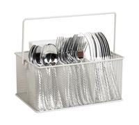 Mind Reader, Soporte de malla metálica para utensilios de cocina, organizador de cubiertos, 25,5 cm de largo x 18 cm de ancho x 12 cm de alto, Blanco