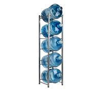 Mind Reader Soporte para jarra de agua, capacidad para cinco jarras de 5 galones, enfriador de agua, estante, metal, 13.5 pulgadas de largo x 13.5 pulgadas de ancho x 54 pulgadas de alto, plateado