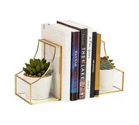 Mind Reader Sujetalibros Decorativos, contemporáneos, Libros, revistas, decoración de Oficina, Oficina, Metal, Juego de 2, Dorado