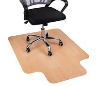 Mind Reader Tapete para Silla de Oficina para Suelos de Madera Dura, Protector de Suelo Debajo del Escritorio, Enrollable, PVC, 47.5 x 35.5, Tono Madera