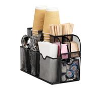 Mind Reader Té/Café Condiment Caddy Organizador, Black Metal Mesh