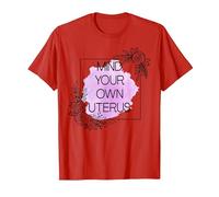 Mind Your Own Uterus Shirt,Camiseta Floral Utero,Utero de Ovario Camiseta, Hombre, Rojo, XL