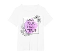 Mind Your Own Uterus Shirt,Camiseta Floral Utero,Utero de Ovario Camiseta, Mujer Tallas Grandes, Blanco, 4XL Grande