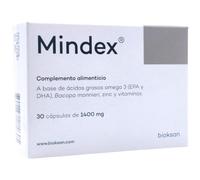 Mindex 30 cápsulas de 1400 mg - Complemento alimenticio - Con Omega 3 EPA y DHA - Bacopa monnieri, zinc y vitaminas B6 y B12