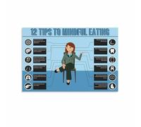 Mindful Eating Practice Guide Step by Step Awareness Poster Inspirational Canvas Wall Art for Dining Room Home(Framed,08x12inch(20x30cm))