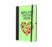 'Mindful Eating Starts with Tracking' - Álbum de recortes de papel rayado de tamaño A5, ayuda para una alimentación saludable e idea de autocuidado. Prioriza tu bienestar. (note-kf23-tracking)