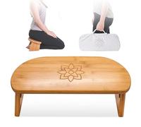 Mindful Modern - Banco de meditación Plegable | Bisagras magnéticas de Bloqueo | Seiza ergonómica de Madera de bambú para meditación Zen y Yoga | Taburete de oración con Almohada Suave | con Bolsa
