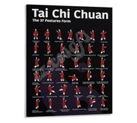 Mindful Movement Poster The 37 Posture Tai Chi Form for Health and Harmony Canvas Print for Meditation Room(Unframed,12x18inch(30x45cm))