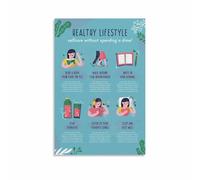 Mindfulness and Wellness Poster - Healthy Lifestyle & Self-Care Guide Chart for Office, Studio Decor(Framed,16x24inch(40x60cm))