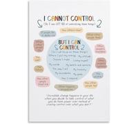 Mindfulness Chart Things Within My Control Poster Canvas Wall-Art Print for Counseling Office Decor Therapist Gift(Framed,08x12inch(20x30cm))