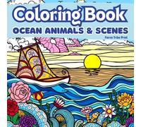 Mindfulness coloring book for adults, ocean animals and scenes, zentangles, line art, mandala art, stress relief