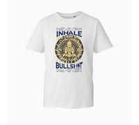 Mindfulness Humor - Camiseta con texto en inglés "Inhale The Good Exhale" The Nonsense Quote - Camiseta gráfica de meditación, blanco, L