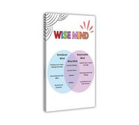 Mindfulness Poster Wise Mind Art for Balancing Emotions and Reason DBT Mental Health Decor Canvas Wall-Art Print(Framed,12X18inch(30X45cm))
