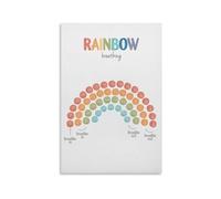 Mindfulness Rainbow Breathing Poster Grounding Technique Anxiety Coping Skill Wall Art Counseling Office Decor Mental Health Print for Home School