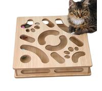 MindPaws Caja de actividades - Juguete rompecabezas para gatos, caja de rascar estimulación mental, juego de Bell Ball | Juega entrenamiento dentición aburrimiento cachorro pequeña mediana raza nido